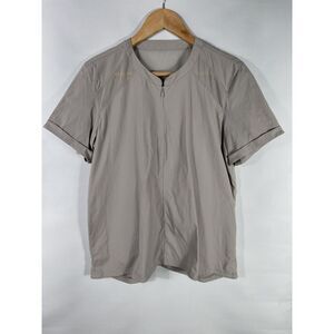 Indygena Women's XL‎ Gray Round Neck Short Sleeve Full Zip Top